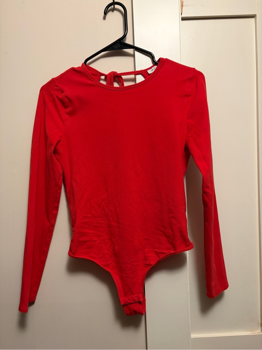 Red Long-Sleeve Bodysuit with Back Tie